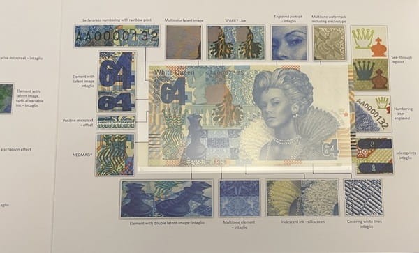 Szachy PWPW 2017 r. duży folder banknot testowy środek