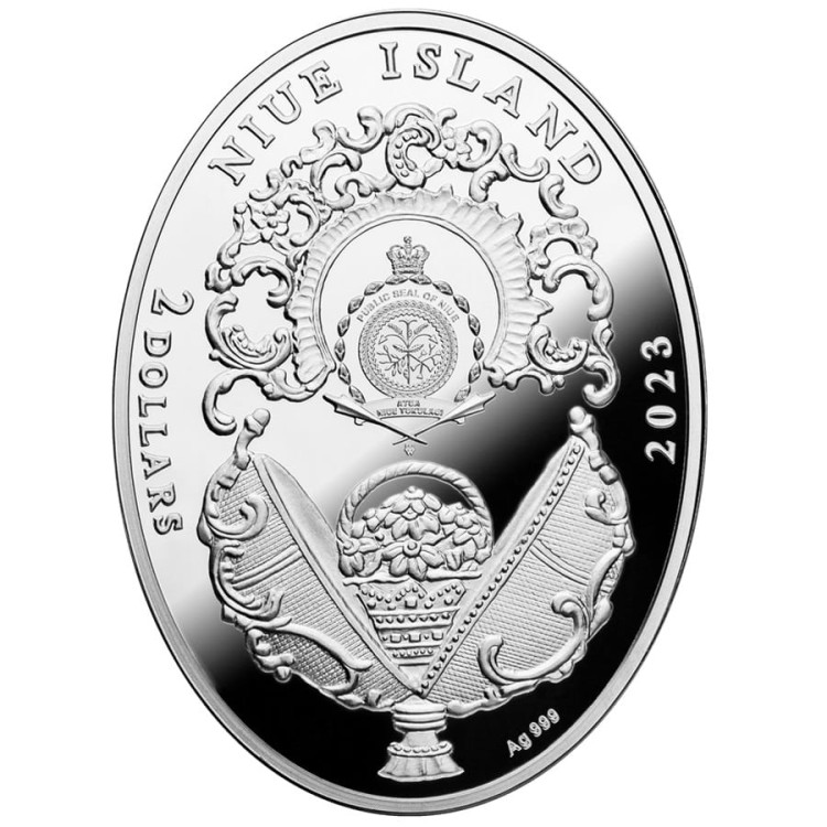 Faberge 2 dollars 2023 r. Jajo Drzewo Laurowe 500 szt. awers