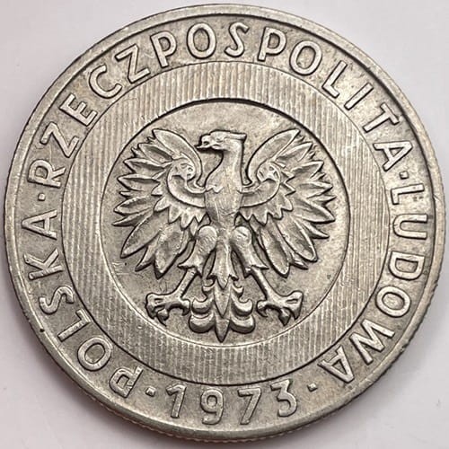 Moneta 20 złotych Wieżowiec i Kłosy 1973 r. awers
