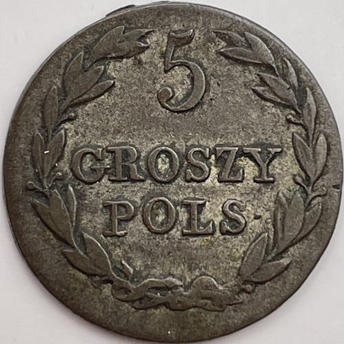 Moneta 5 groszy 1830 FH Królestwo Polskie rewers