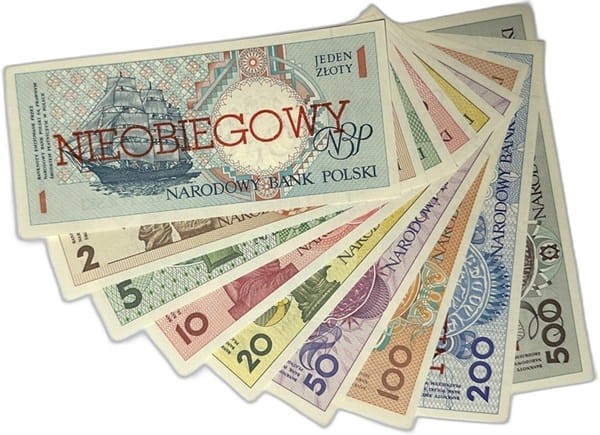 Zestaw banknotów Miasta polskie Nieobiegowy rewers