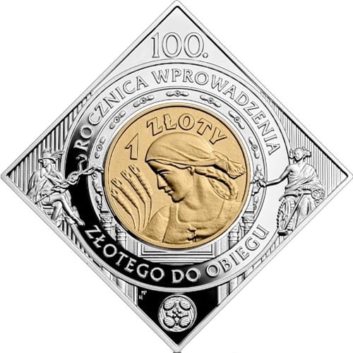 1zł 100 rocznica wprowadzenia złotego do obiegu rewers