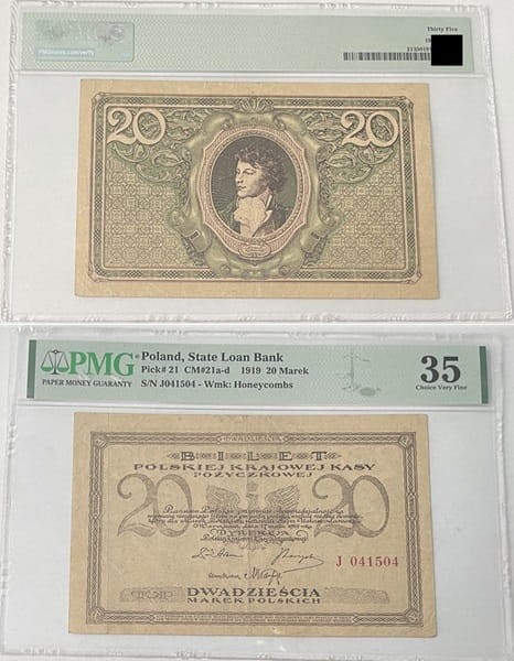 Banknot 20 marek 1919 r. PMG 35