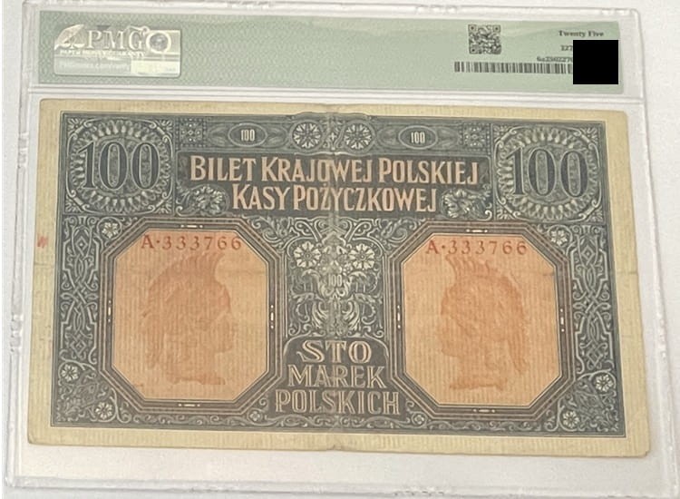 100 marek polskich 1916 PMG 25 rewers