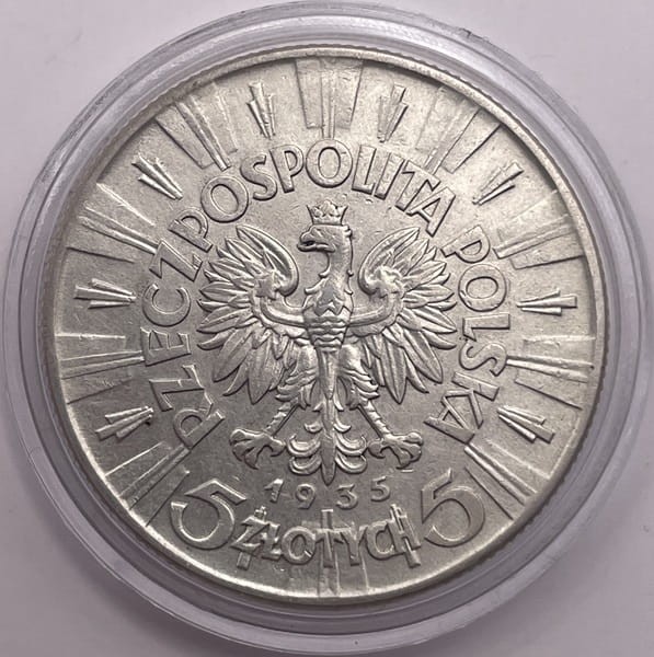 Moneta 5 złotych 1935 rok Józef Piłsudski awers