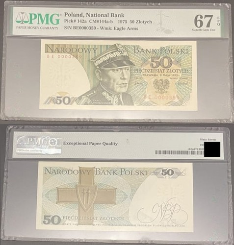Banknot PRL 50 złotych 1975 PMG 67