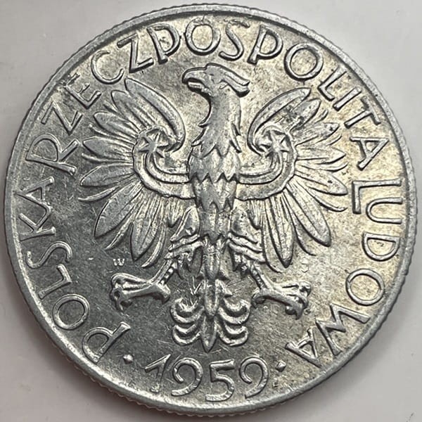 5 zł Rybak 1959 r. stan 2 awers