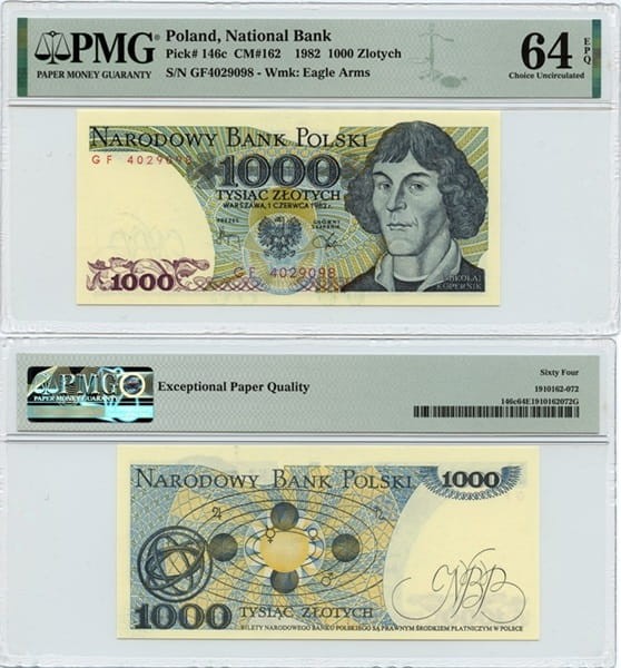 Banknot PRL 1000 złotych 1982 PMG 64 EPQ