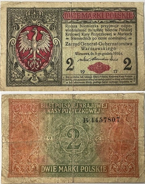 Banknot 2 marek polskich 1917 Generał