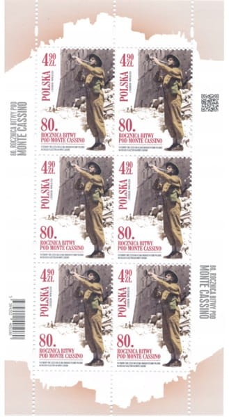 Znaczki 80 rocznica bitwy pod Monte Cassino Arkusz 2024 r 5384