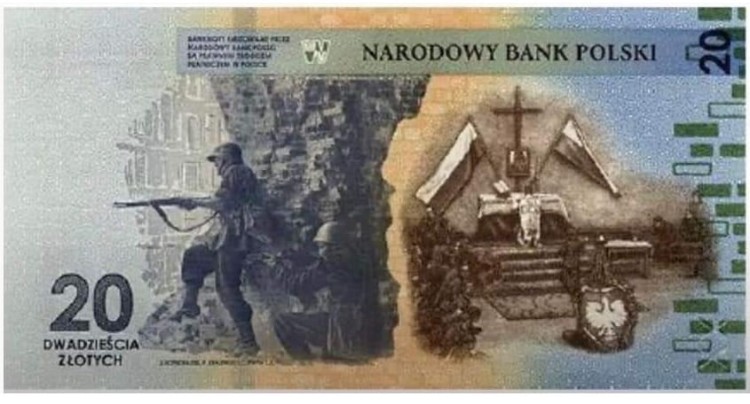Banknot 20 zł 80 rocznica wybuchu Powstania Warszawskiego 2024 rewers