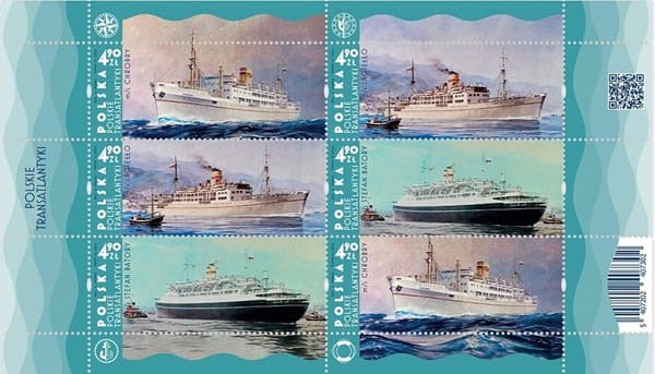 Znaczki Polskie transatlantyki Arkusz 2024