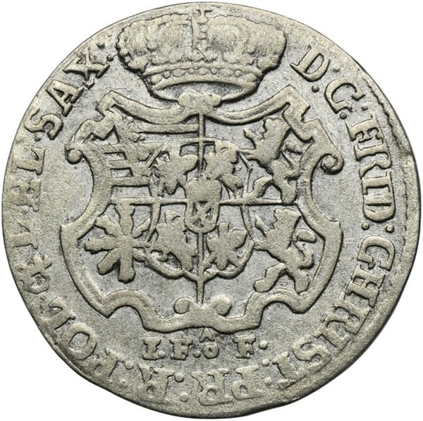 Moneta 1/12 talara dwugrosz 1763 r. Fryderyk Chrystian awers