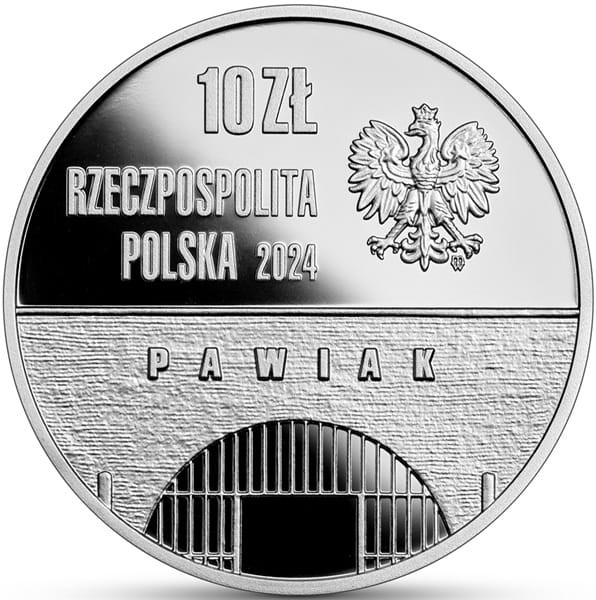 10 zł Pamięci więźniów warszawskiego Pawiaka 2024 awers