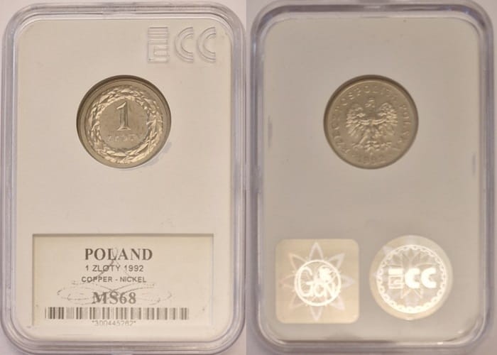 1 złoty 1992 r. grading