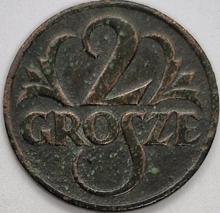 2 grosze 1927 r. awers