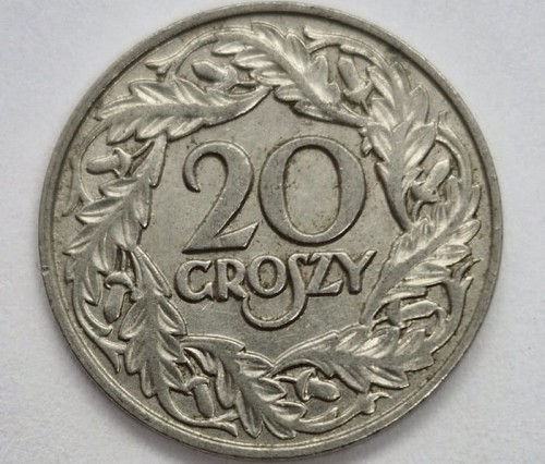 Moneta 20 groszy 1923 r. rewers