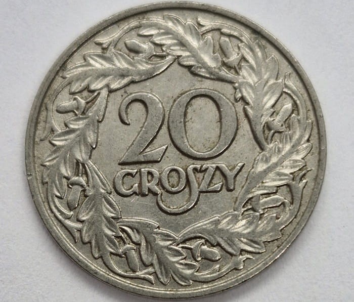 Moneta 20 groszy 1923 r. rewers
