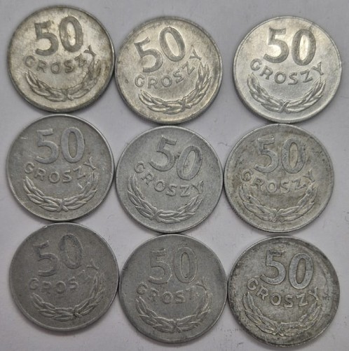 Zestaw monet obiegowych PRL 50 gorszy różne roczniki awers