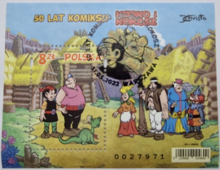 50 lat komiksu Kajko i Kokosz blok 2022 stempel okolicznościowy