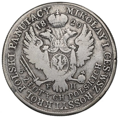 Moneta 5 złotych 1829 Królestwo Polskie awers