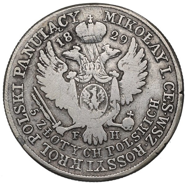 Moneta 5 złotych 1829 Królestwo Polskie awers
