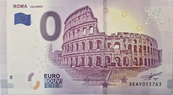 0 euro Rzym Koloseum Włochy 2019 rewers