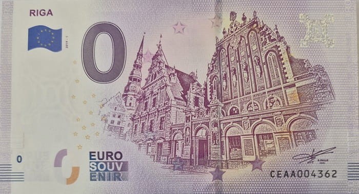 0 euro Ryga Łotwa 2019 rewers