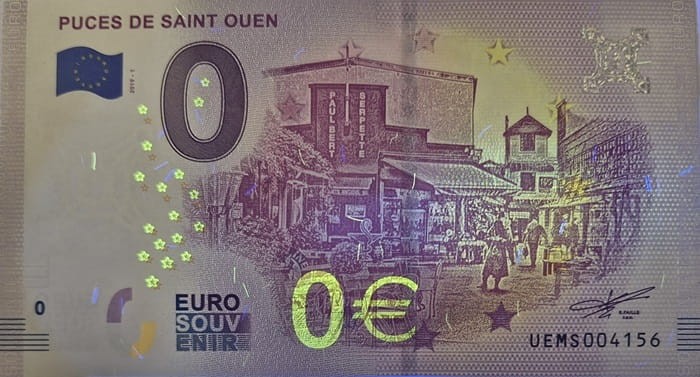 0 euro Francja Puces de Saint Ouen 2019 rewers uv