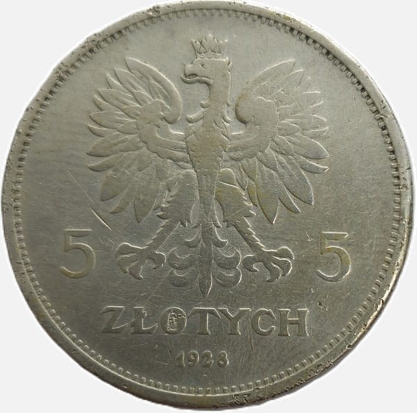 Moneta 5 złotych Nike 1928 awers