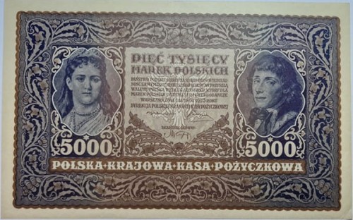 Banknot 5000 marek 1920 awers
