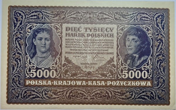 Banknot 5000 marek 1920 awers