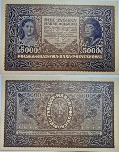 Banknot 5000 marek 1920 stan 1