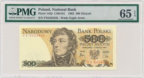 Banknot 500 złotych 1982 PMG 65 EPQ