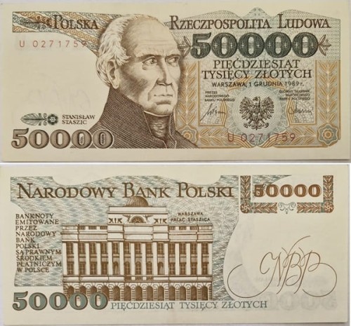 Banknot PRL 50000 zł 1989