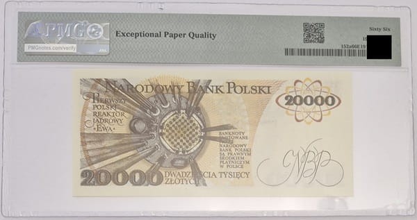Banknot PMG 20000 zł 1989 rewers