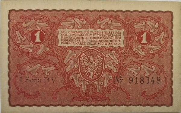 Banknot 1 marka 1919 stan 2awers