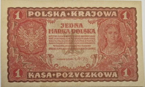 Banknot 1 marka 1919 stan 2 rewers
