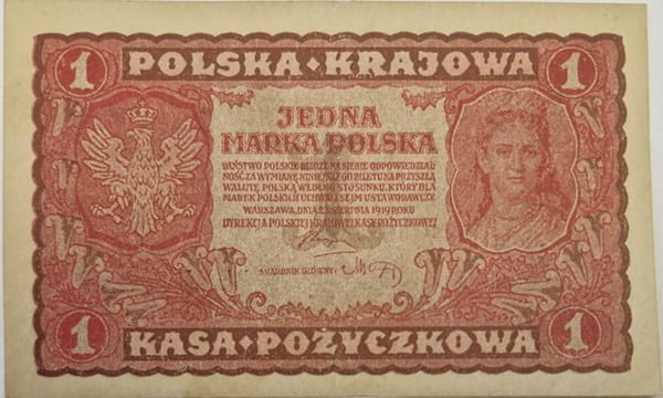 Banknot 1 marka 1919 stan 2 rewers