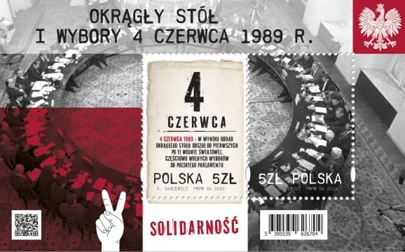Znaczek Okrągły Stół I wybory 4 czerwca 1989 blok 2024
