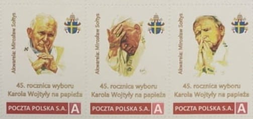 Znaczek 45 rocznica wyboru Karola Wojtyły na papieża 2023