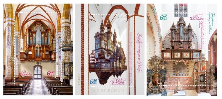 Zabytkowe Organy w Polsce zestaw 3x Blok 2018 - 2019