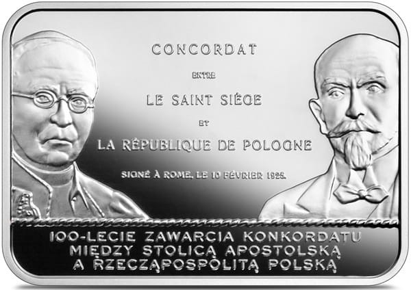 Moneta 20 zł 100-lecie zawarcia Konkordatu między Stolicą Apostolską a Rzecząpospolitą Polską 2025