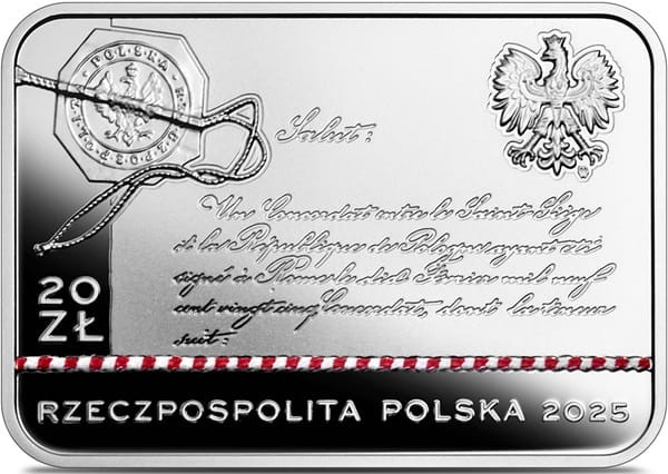Moneta 20 zł 100-lecie zawarcia Konkordatu między Stolicą Apostolską a Polską 2025 awers