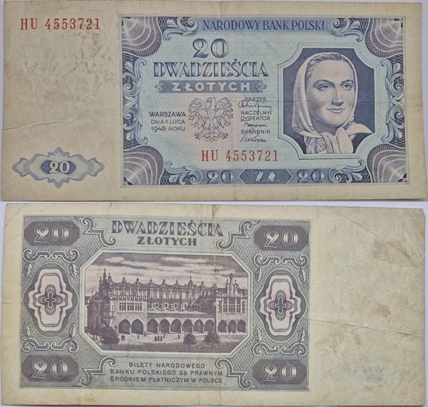 Banknot 20 zł 1948 stan 3