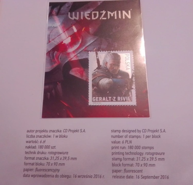 Folder Wiedźmin Geralt z Rivii 2016 r znaczek