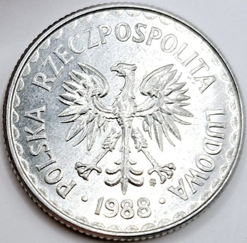 Moneta 1 złoty 1988 stan 1 awers