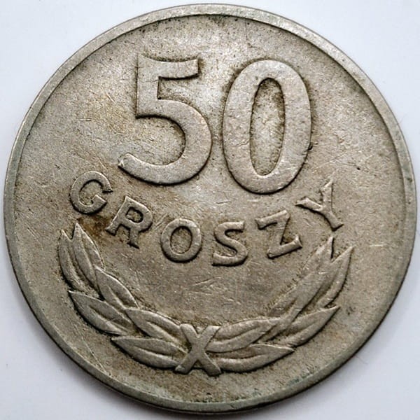 Moneta 50 groszy 1949 bz stan 3 miedzionikiel rewers