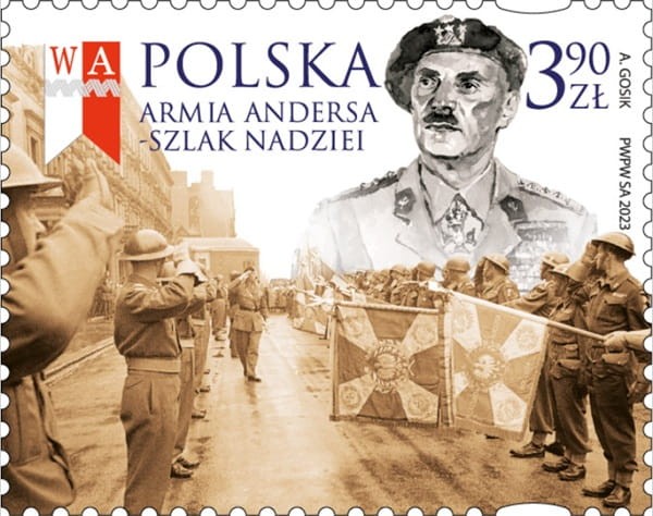Znaczek Szlak Nadziei Władysław Anders 2023 łezka prawa