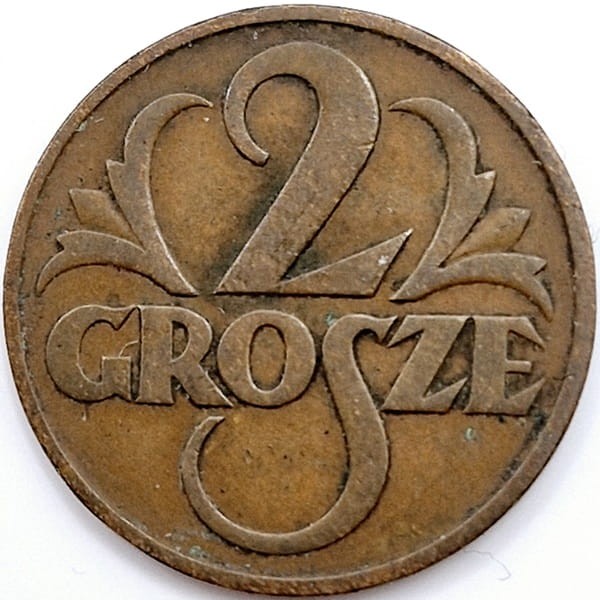 Moneta 2 grosze 1936 stan 2 rewers